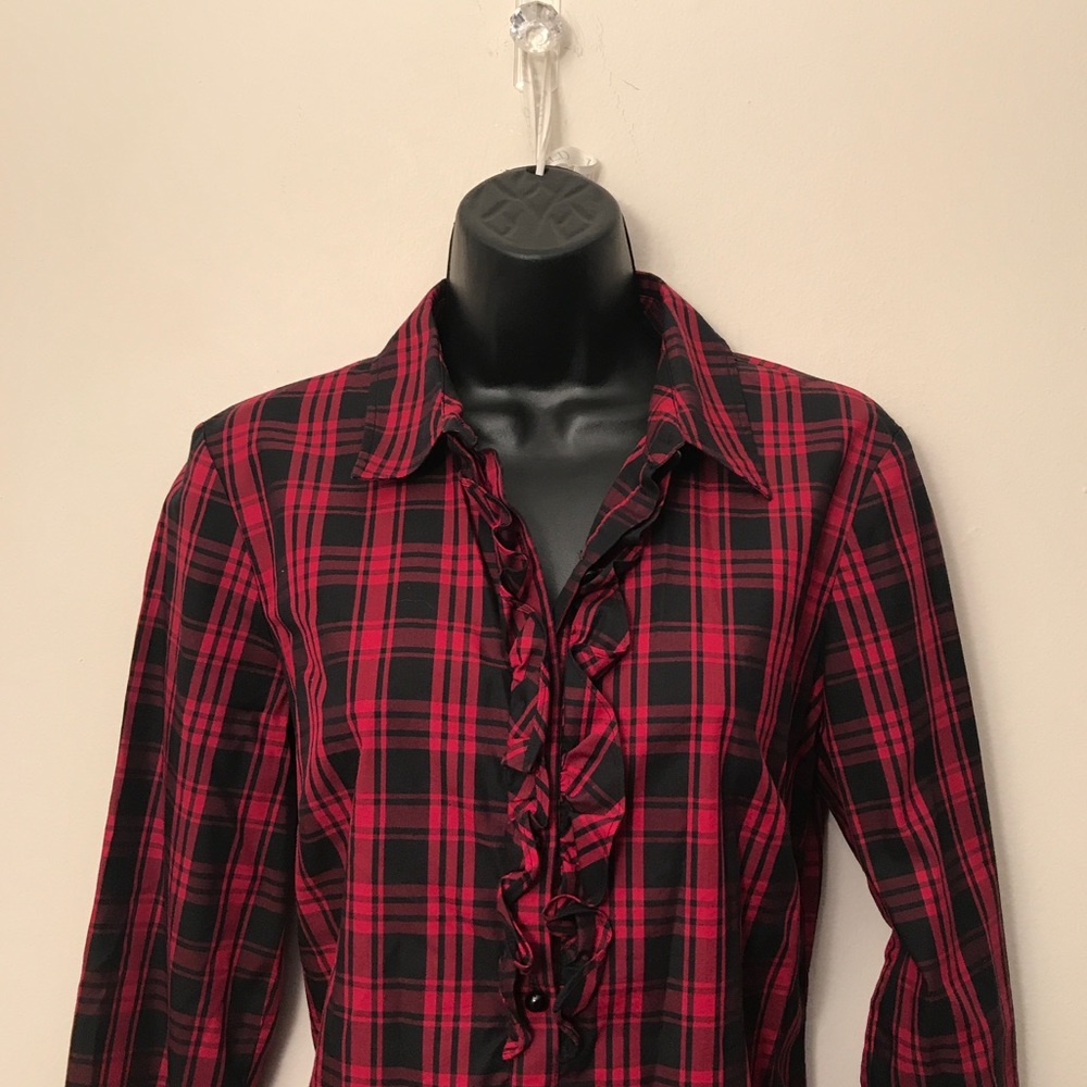 Talbots! Fall Plaid Print Button Down Top - image 3